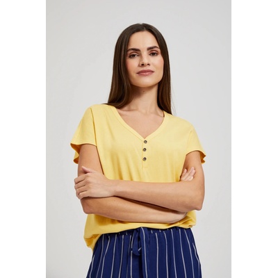 Moodo Жълта тениска с копчета на деколтето Moodo Moodo | Zhalt | ЖЕНИ | XS