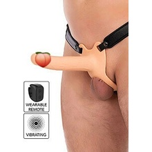 Hidden Desire Hollow Penis Strapon Vibrating Skin 18cm, dutý vibračný pripínací penis