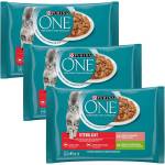 PURINA ONE STERILCAT с пуйка и зелени фасул в сос, с сьомга и морков в сос, 12 x 85 г