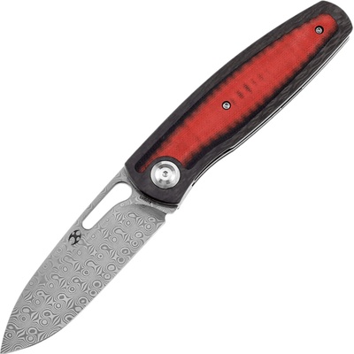 Kansept Mato Damascus, Twill Carbon Fiber +Red Black G10 K1050A5
