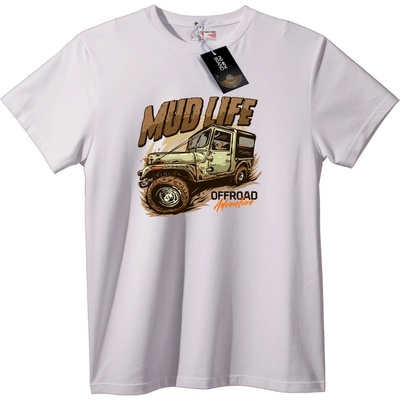 NOONEBRAND Тениска Mud Life офроуд приключение - L, White