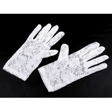 Spoločenské rukavice čipkované biela 1 pár