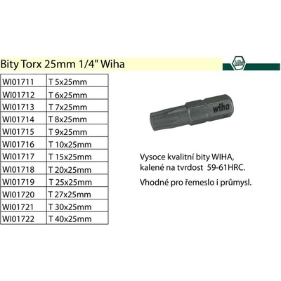 Bit Torx T25x25mm 1/4" Wiha Standard