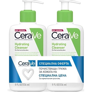 CeraVe Комплект - Хидратиращ измиващ крем за лице и тяло, 2 х 236 ml