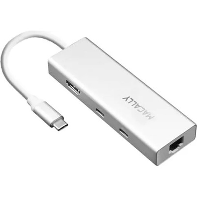 Macally UCDock 4K USB-C Multiport Hub - хъб за свързване от USB-C към HDMI, Ethernet, 2 x USB-C, 2 x USB 3.0 (сребрист)