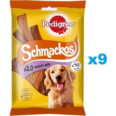 PEDIGREE Schmackos Multi Mix maškrty pre psov vo forme prúžkov s hovädzím mäsom 9 x 144 g