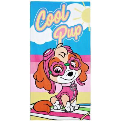 SunCity Dívčí plážová osuška Tlapková patrola Paw Patrol motiv Cool Pup 70 x 140 cm