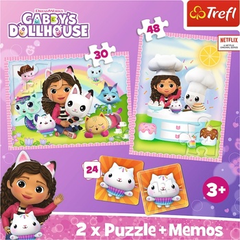 Trefl Puzzle 2v1 + пексесо - Габи със своето котенце / Gabby's Dollhouse (93382)