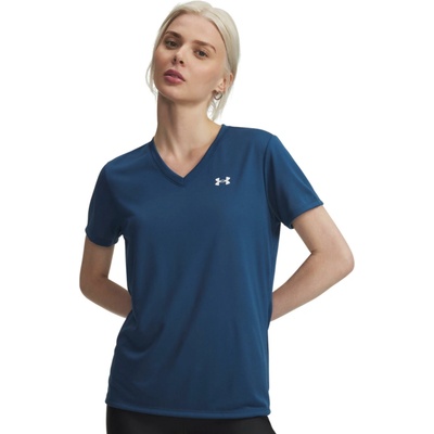 UNDER ARMOUR Dámske tričko na fitness s krátkym rukávom a výstrihom do V modré