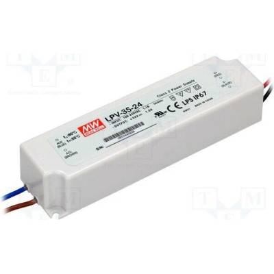 MEAN WELL LPV-35-24 Napájecí zdroj: spínaný; LED; 36W; 24VDC; 1,5A; 90÷264VAC; IP67
