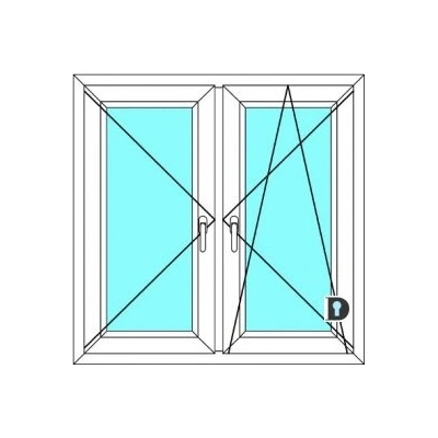 Ekosun Plastové okno Ekosun 6 Dvoudílné se středovým sloupkem 90x140 Bílá - Bílá