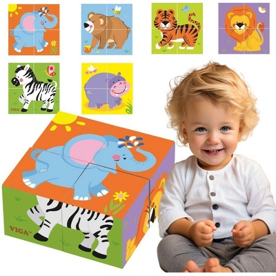 Viga obrázkové kostky Zoo 4 kostky