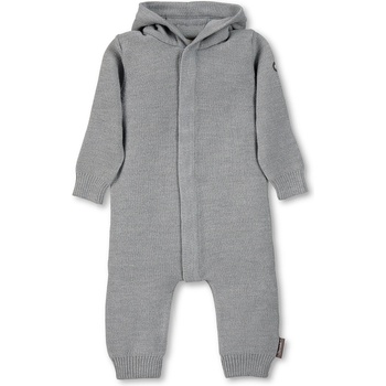 Sterntaler Плетен бебешки гащеризон от мериносова вълна с качулка и 3D ушички - сив, Sterntaler (5502170-542)