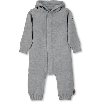 Sterntaler Плетен бебешки гащеризон от мериносова вълна с качулка и 3D ушички - сив, Sterntaler (5502170-542)