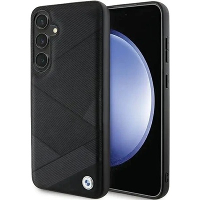 BMW Кейс BMW BMHCS24M23RCGPK за Samsung Galaxy S24 Plus S926, черен / черен, твърд, Signature Leather Crossing Lines Pattern (3666339242633)