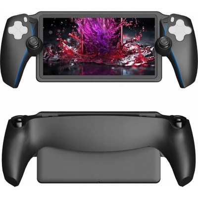 JYS Silikonový kryt s držákem pro Sony PlayStation Portal / PS Portal / PS Portal / černý / P5183