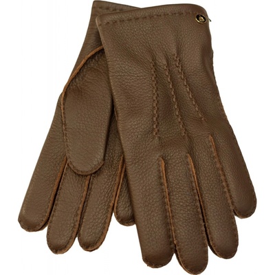 Carlsbad Hat pánské hnědé ručně šité kožené rukavice z jelení kůže kašmírová podšívka rukavice