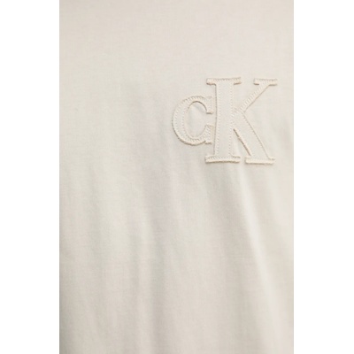 Calvin Klein Jeans Памучна тениска Calvin Klein Jeans в бежово с изчистен дизайн J30J327494 (J30J327494)