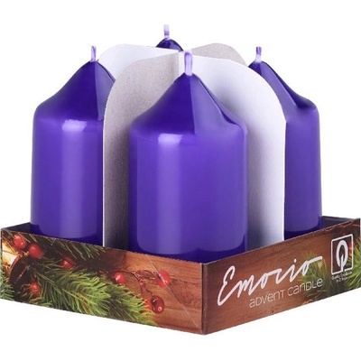 Emocio adventní válec 4ks 4 x 75 mm Lak fialové