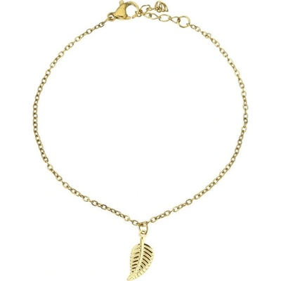 MEUCCI DS435B - Pozlacený náramek z chirurgické oceli lístek