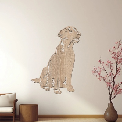 dřevo života Dřevěný obraz psa Flat coated retriever Rozměry (cm): 30x40, Zvolte barvu dekoru: Dub Sonoma