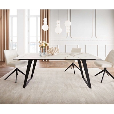 DELIFE Edge 200 x 100 keramika Calacatta Luxe bílá-zlatá-šedá kov šikmý černá
