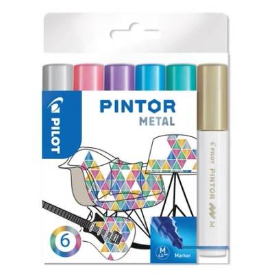 Pilot Комплект от 6 маркера за декорация, Pilot, Painter, 1.4 mm, M, Multicolor (PIN-MET-S6-M) (PIN-MET-S6-M)