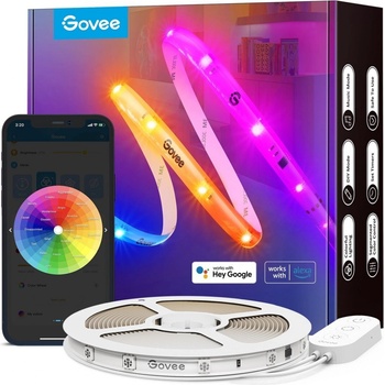 Govee RGBIC Wi-Fi + Modrátooth LED pásková světla s ochranným povlakem Chytré páskové světlo Bílé Wi-Fi Modrátooth