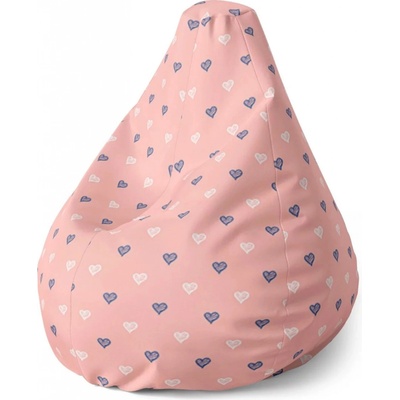 Sablio Sedací vak Pear Srdíčka na růžové - Sablio - 70 x 95 x 15 cm