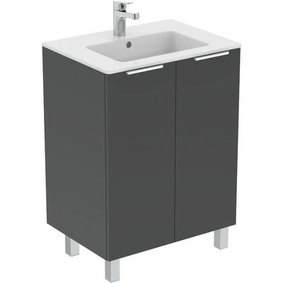Ideal standart МЕБЕЛ ЗА БАНЯ С УМИВАЛНИК И 2 ВРАТИЧКИ 60см mdf СИВ ГЛАНЦ (r0258ti e066801)