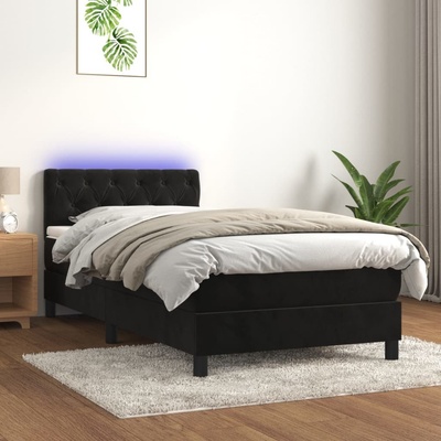 Petrashop 3134551 boxspring postel s matrací a LED černá samet