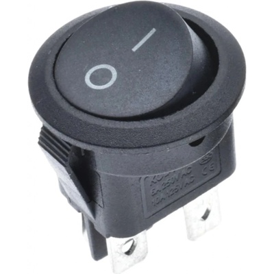 Kolískový vypínač okrúhly KCD1-224, 19mm, 250V/6A, 4-pin, čierny