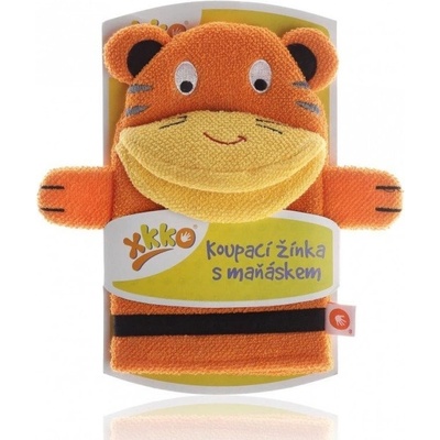 Xkko rukavica na kúpanie s bábkou Tiger 1 ks