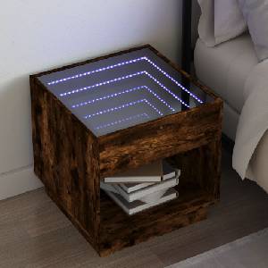 vidaXL Нощна масичка с Infinity LED, опушен дъб, 50x50x50 см (3284088)