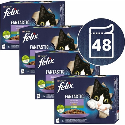 Felix Fantastic hovězí kuře losos pstruh 48 x 85 g