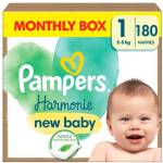 Pampers Harmonie месечен пакет пелени 2-5 кг Новородено 1 (180 бр. ) (81754104)