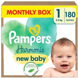 Pampers Harmonie месечен пакет пелени 2-5 кг Новородено 1 (180 бр. ) (81754104)