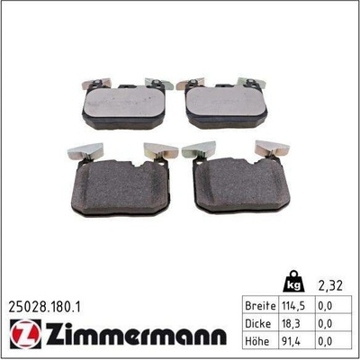 Sada brzdových destiček, kotoučová brzda ZIMMERMANN 25028.180.1