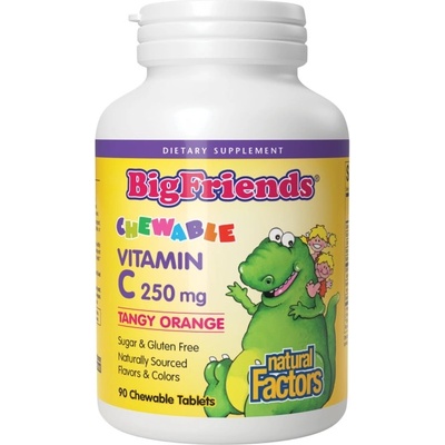 Natural Factors Big Friends Jr Chewable C 250 mg [90 Дъвчащи таблетки] Портокал