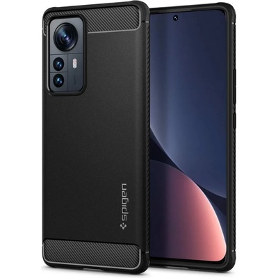 Spigen Rugged Armor Case - тънък качествен силиконов (TPU) калъф за Xiaomi 12 Pro (черен)
