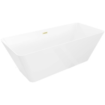 Mexen Velo Slim самостоятелно стояща вана 170 x 75 cm, бяла, преливник златен мат - 52811707500-55 (52811707500-55)