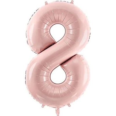 PartyDeco Balónek fóliový číslo 8 pastelově růžový 72cm