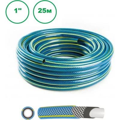 POLIX Маркуч градински четирислоен 1" (цол), 8-24 bar, 25 м, Bluebos plus (UNI-02487/09611)