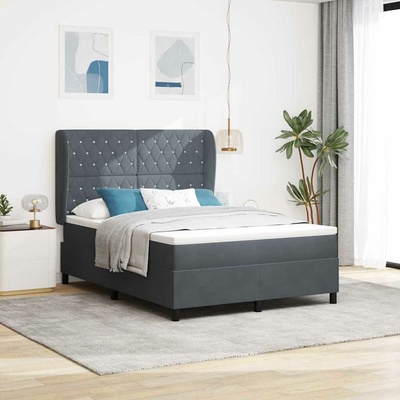 zahrada-XL 3340881 Postel s boxspringem s matrací Tmavě šedá samet