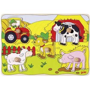Goki - Puzzle Puzzle Drevená vkládačka Na farme - 1 - 39 piese
