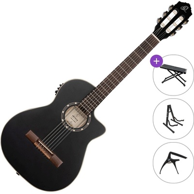 Ortega Guitars RCE125SBK-3/4 Premium SET 3/4 Satin Black Класическа китара с предусилвател