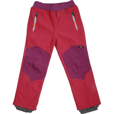Wolf B2091 dívčí softshellové kalhoty s fleecem tmavě růžová