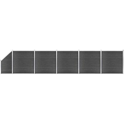 vidaXL Ограден панел, WPC, 965x(105-186) см, черен (3070441)
