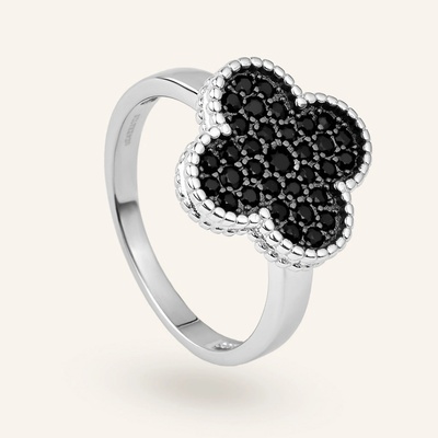 SilveAmo stříbrný čtyřlístkový prsten z kubické zirkonie KK2FO.2001