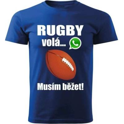 dětské tričko Rugby volá musím běžet modré
